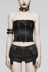 Einfaches, verstellbares Brustband, ärmelloses Print-Steampunk-Korsett für Damen, 2 Farben